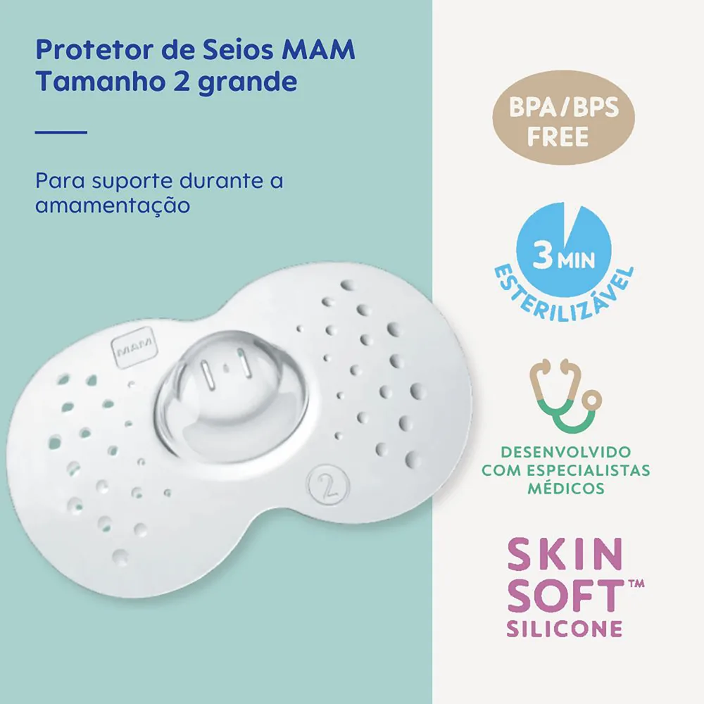 Protetor de Mamilo MAM Nipple Shields Regular Tamanho 2 2 Unidades + Estojo