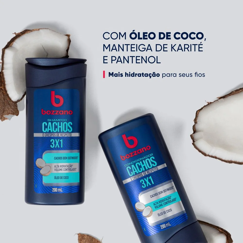 Shampoo Bozzano Cachos 3 x 1 Óleo de Coco 325ml