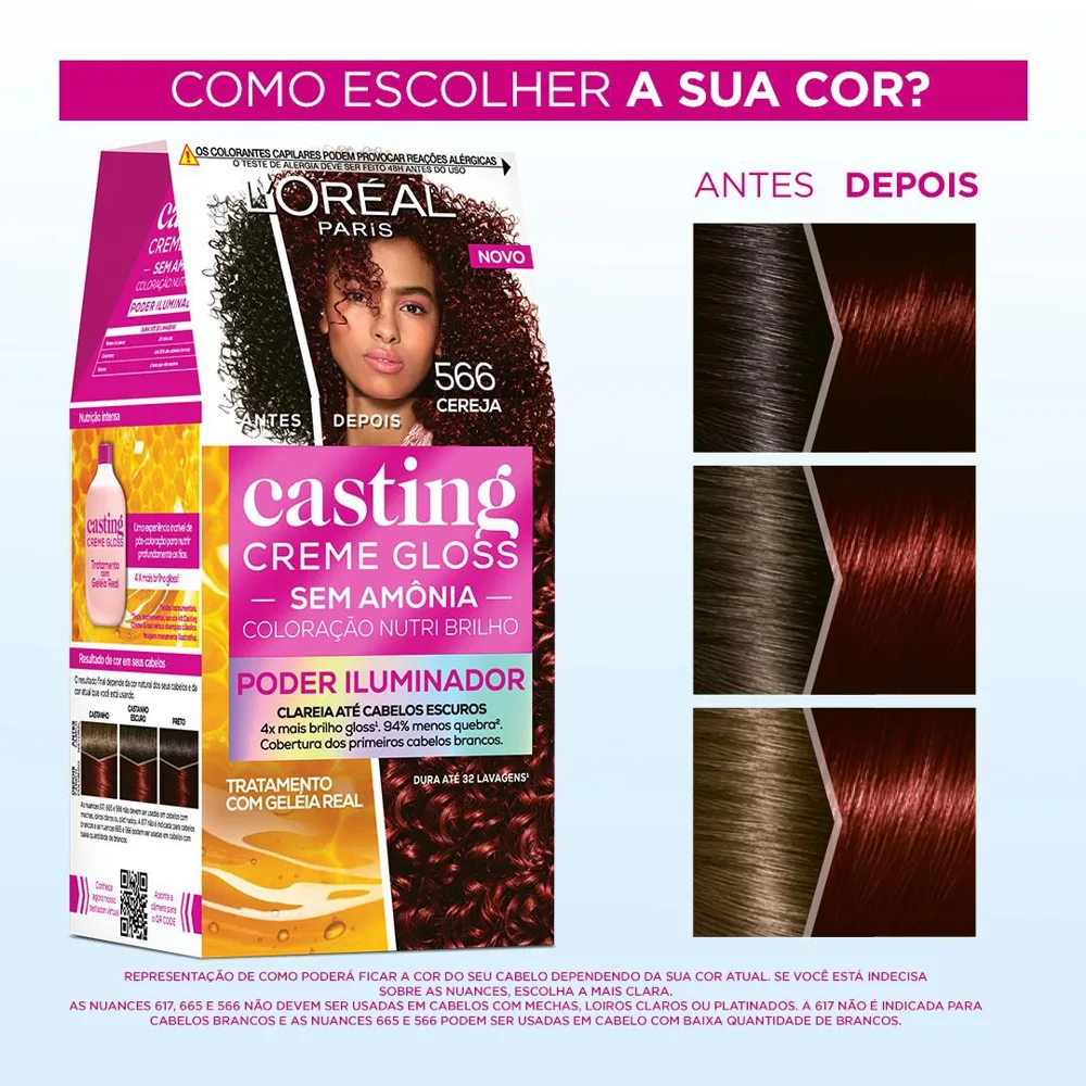 Tinta De Cabelo Casting Creme Gloss De L’oréal Paris 566 Cereja 246g