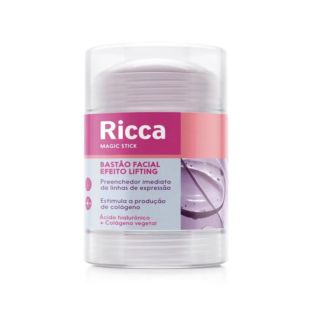 Bastão Facial Ricca Magic Stick Efeito Lifting Ácido Hialurônico e Colágeno Vegetal Stick 30g