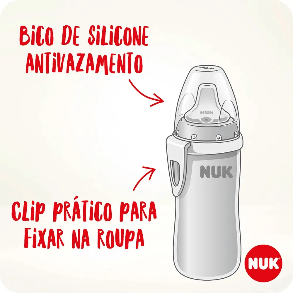 Copo de Transição NUK Active Cup +12 meses Antivazamento Rosa 300ml 1 Unidade