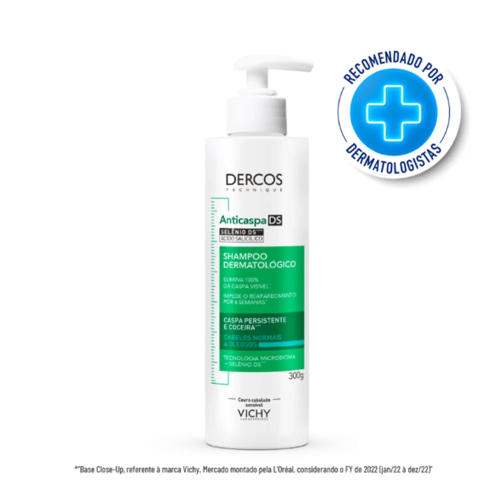 Shampoo Anticaspa Vichy Dercos Dermatológico Cabelos Normais a Oleosos 300ml