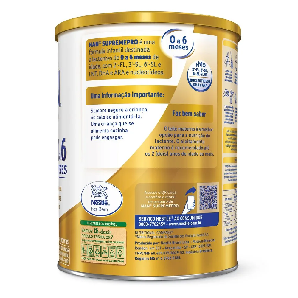 Fórmula Infantil NAN Supreme Pro de 0 a 6 meses 800g