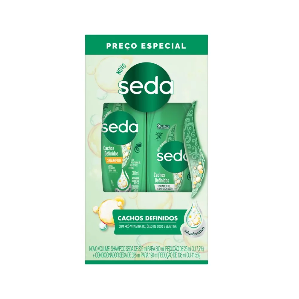 Kit Shampoo Seda Cachos Definidos 300ml 1 Unidade + Condicionador Seda Cachos Definidos 190ml 1 Unidade
