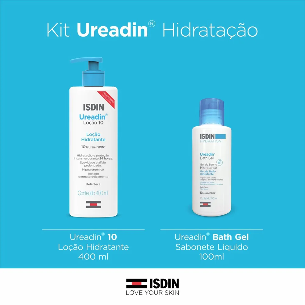 Kit Loção Corporal ISDIN Ureadin 10% Ureia 400ml 1 Unidade + Sabonete Líquido ISDIN Ureadin Bath Gel 100ml 1 Unidade Brinde