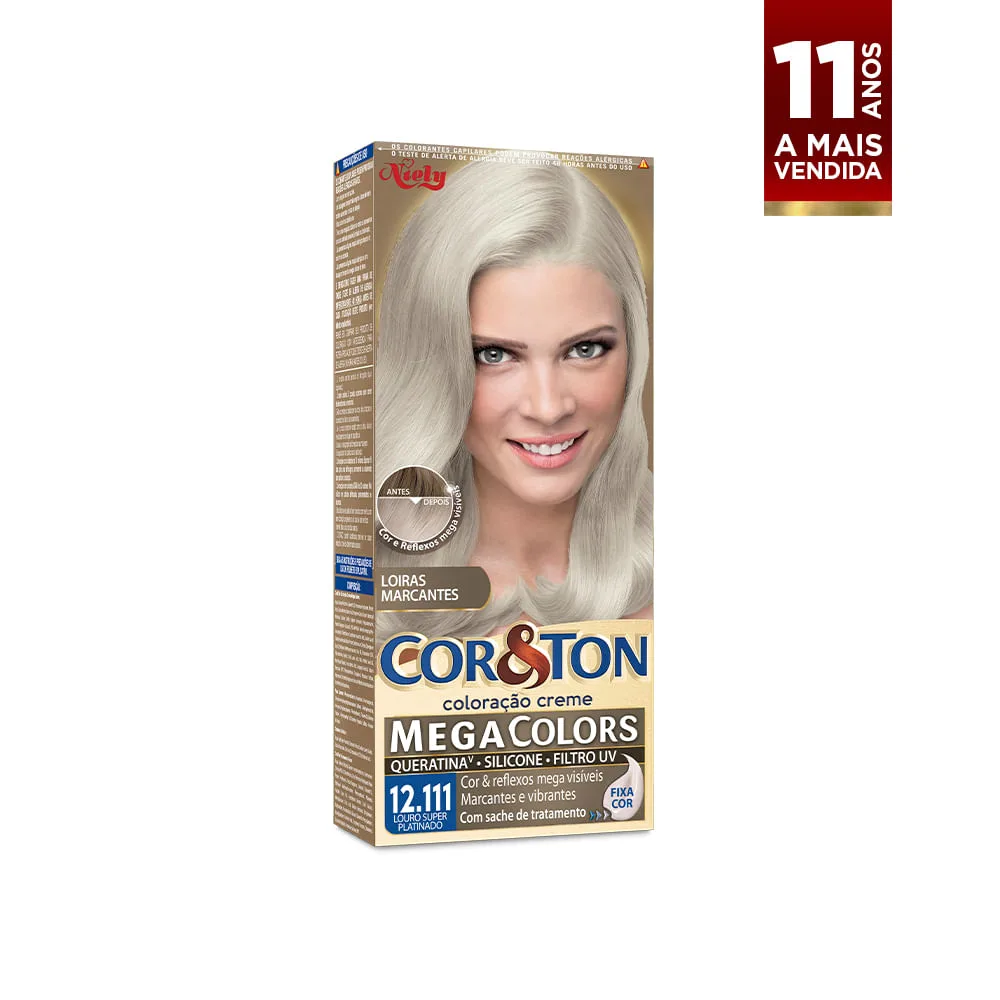 Tintura Cor&ton Mega Colors Louro Super Platinado 12.111