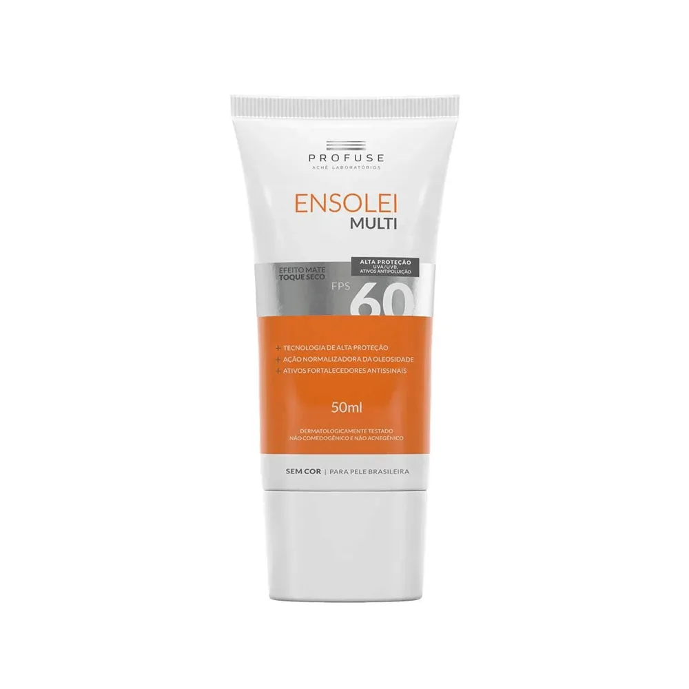Protetor Solar Facial Profuse Ensolei Multi FPS60 Toque Seco Efeito Mate Sem Cor 50ml