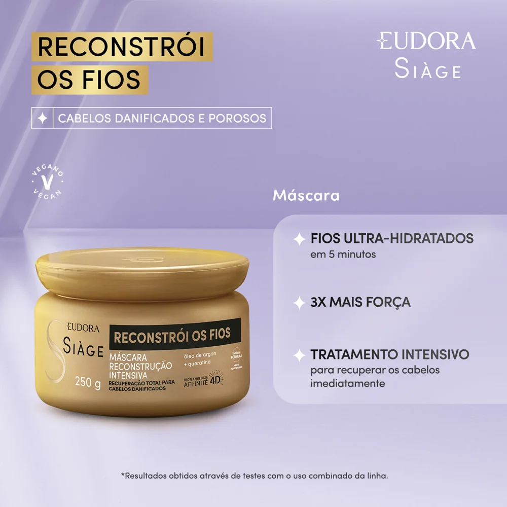 Máscara Capilar Eudora Siàge Reconstrói os Fios 250g