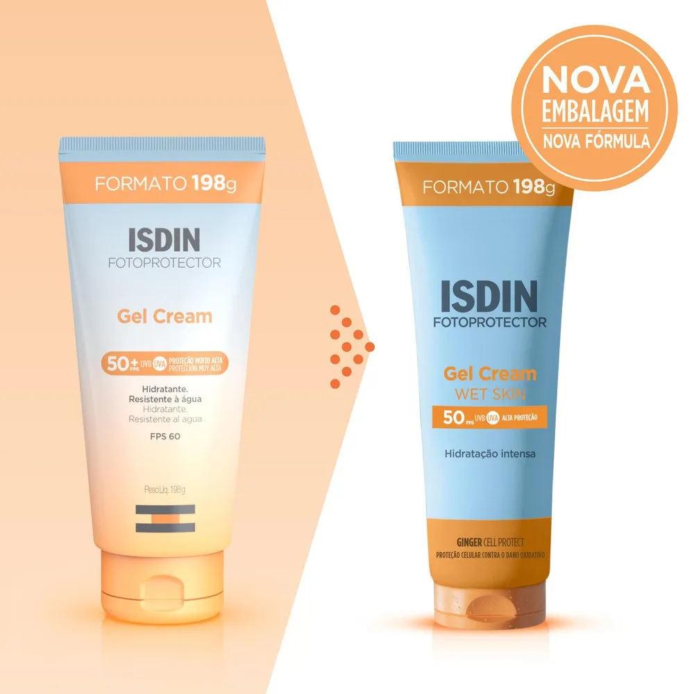 Protetor Solar ISDIN Gel Cream FPS50+ Wet Skin 198g