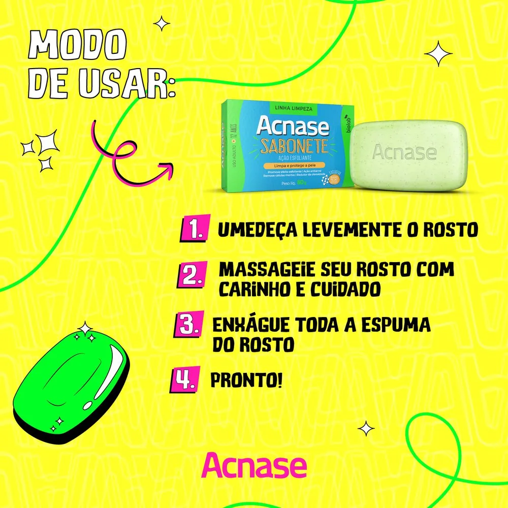 Sabonete em Barra Facial Acnase Clean Esfoliante 80g