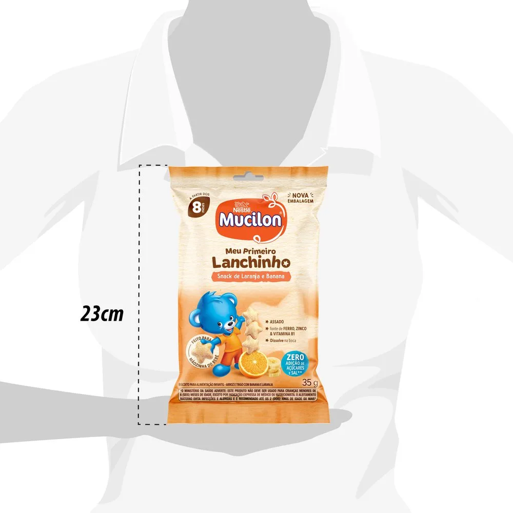 Snack Infantil Mucilon Meu Primeiro Lanchinho Sabor Laranja e Banana 35g