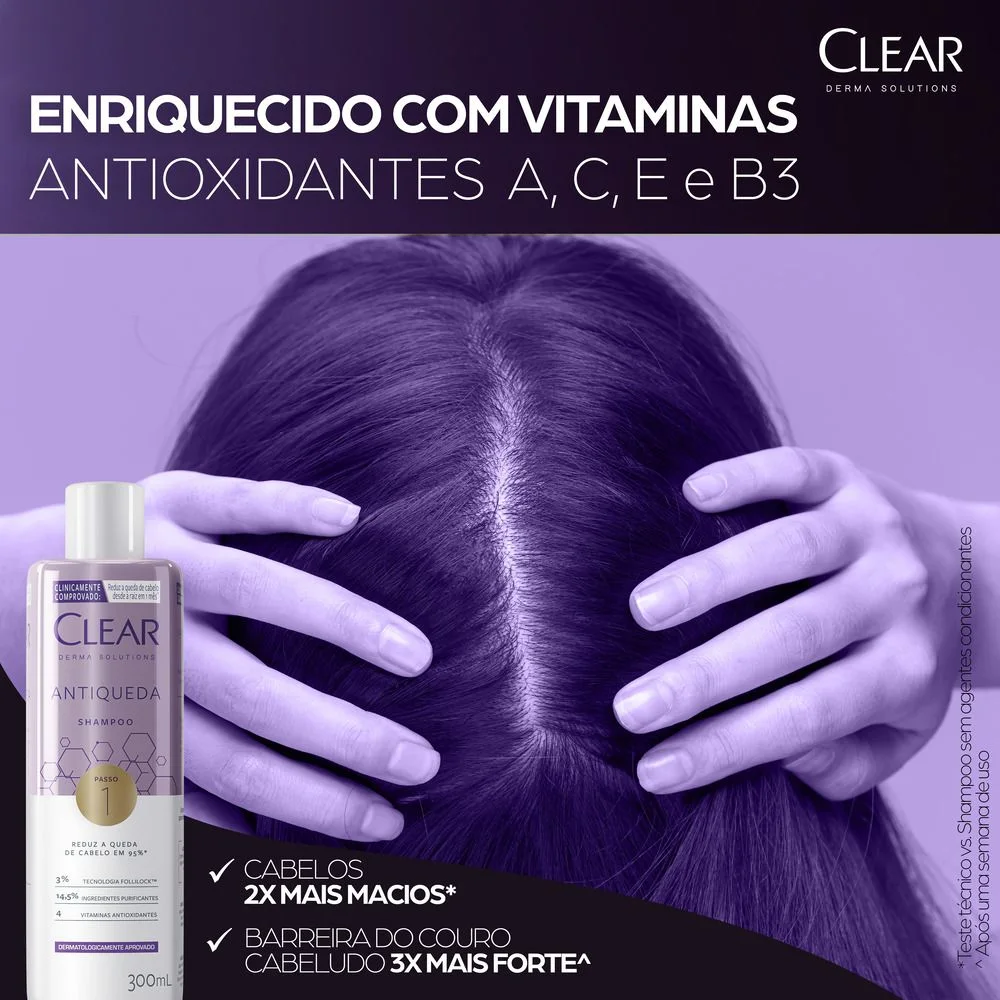 Shampoo Clear Derma Solutions Antiqueda Passo 1 300ml