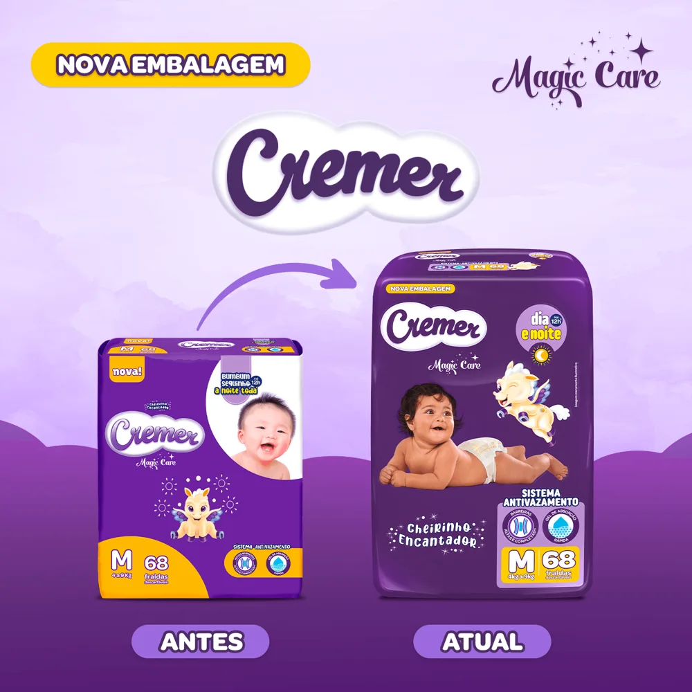 Fralda Cremer Magic Care Dia e Noite M 68 Unidades