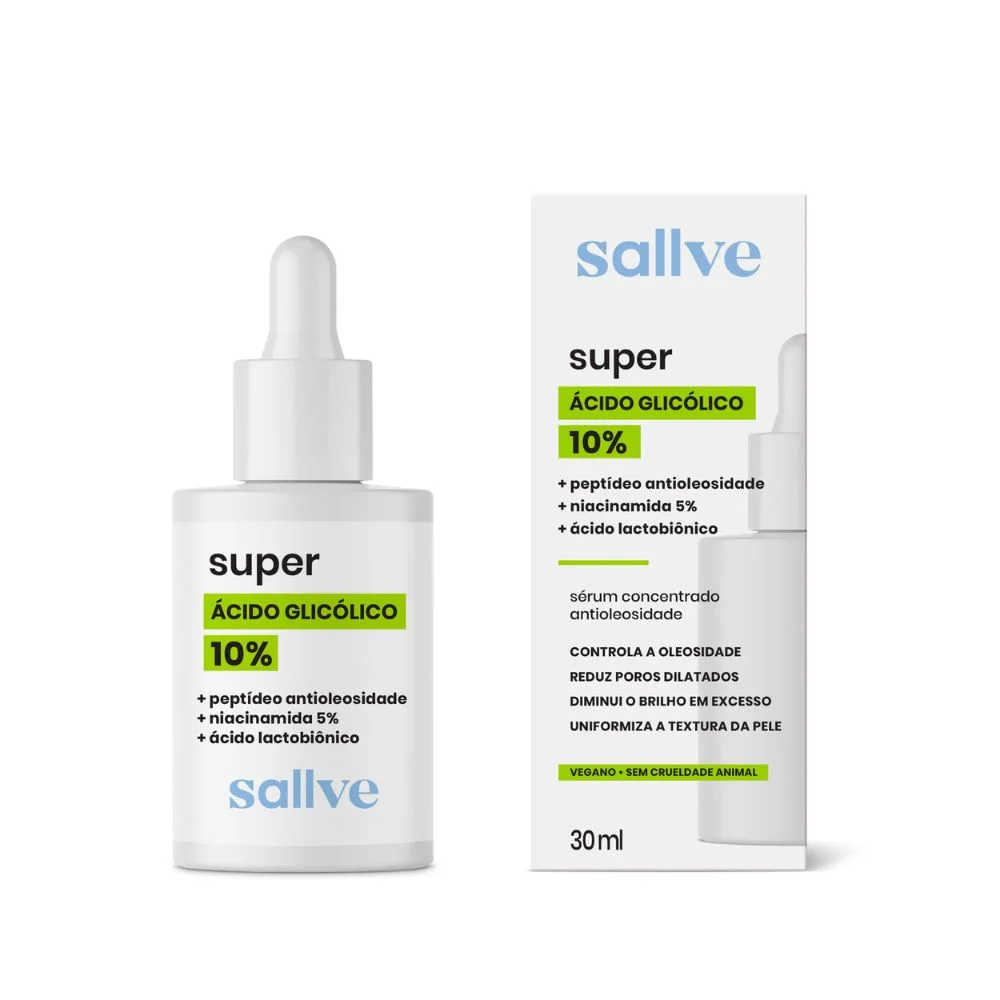 Sérum Facial Sallve Super Antioleosidade Ácido Glicólico 10% 30ml