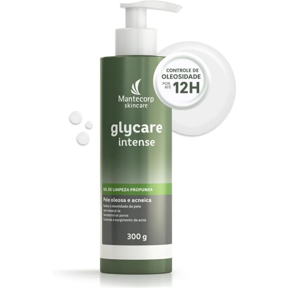 Gel de Limpeza Facial Mantecorp Skincare Glycare Intense Pele Oleosa e Acneica 300g