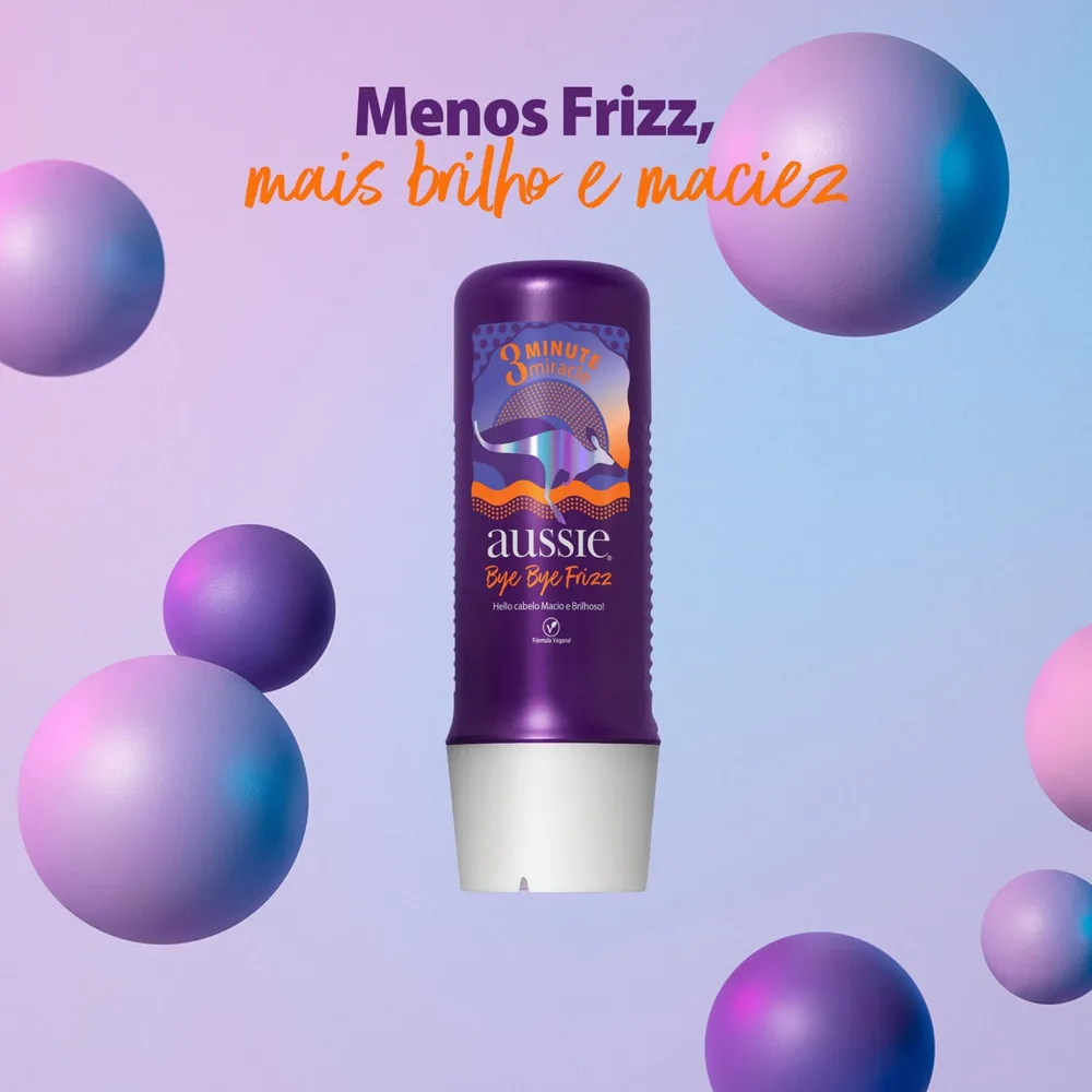 Kit Shampoo Aussie Bye Bye Frizz 180ml 1 Unidade + Tratamento 3 Minutos Milagrosos Aussie Bye Bye Frizz 236ml 1 Unidade
