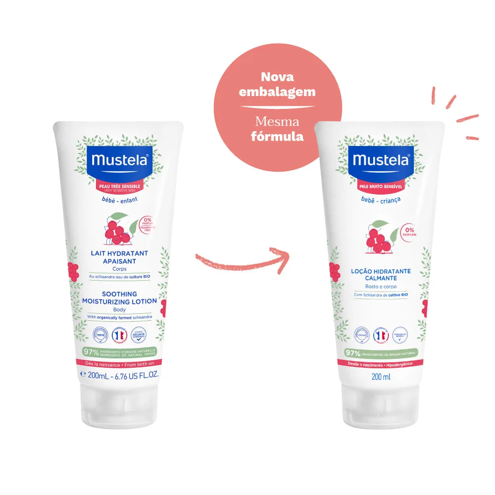 Loção Hidratante Mustela Pele Muito Sensível Bebê Calmante Sem Perfume 200ml