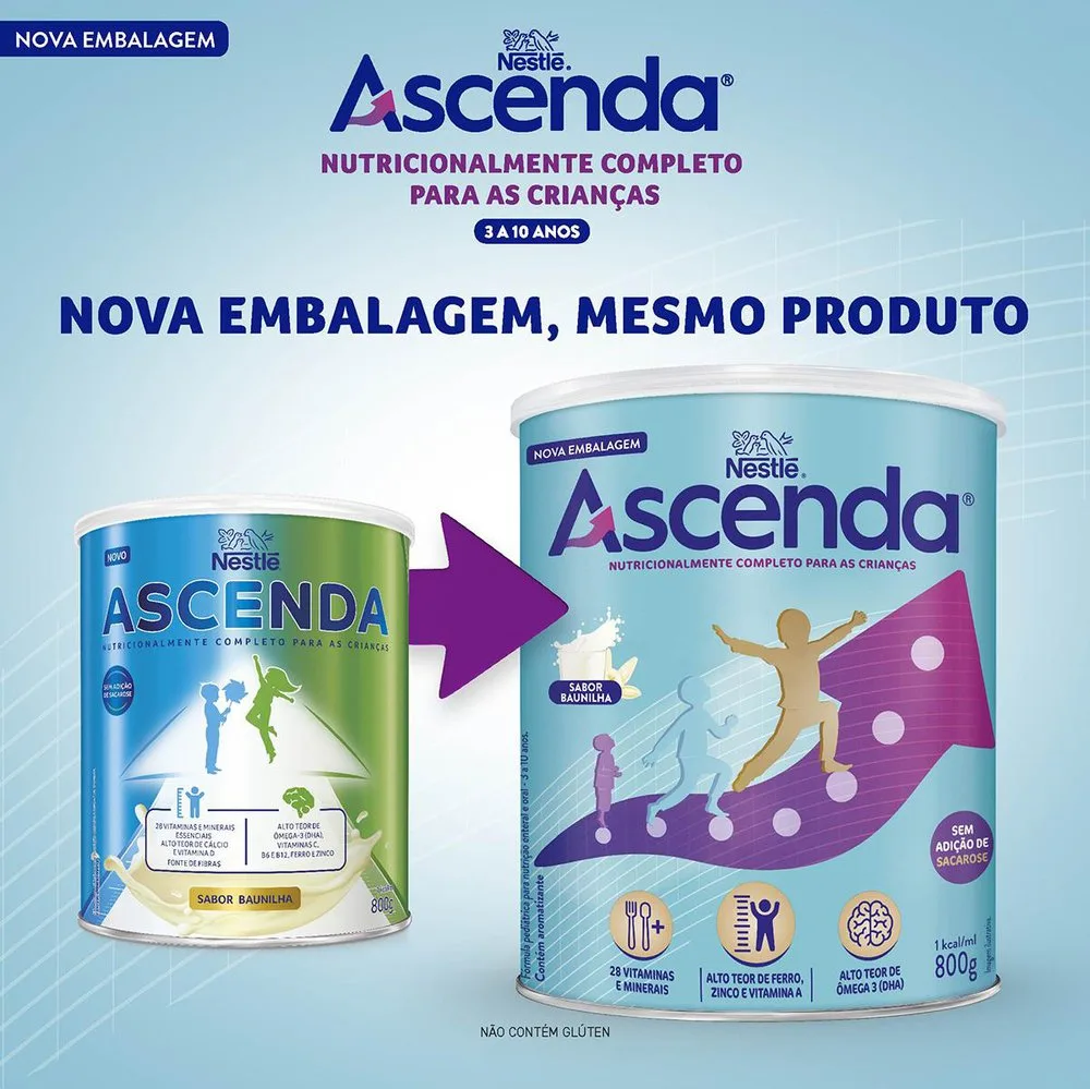 Suplemento Alimentar Infantil Ascenda Sabor Baunilha 800g