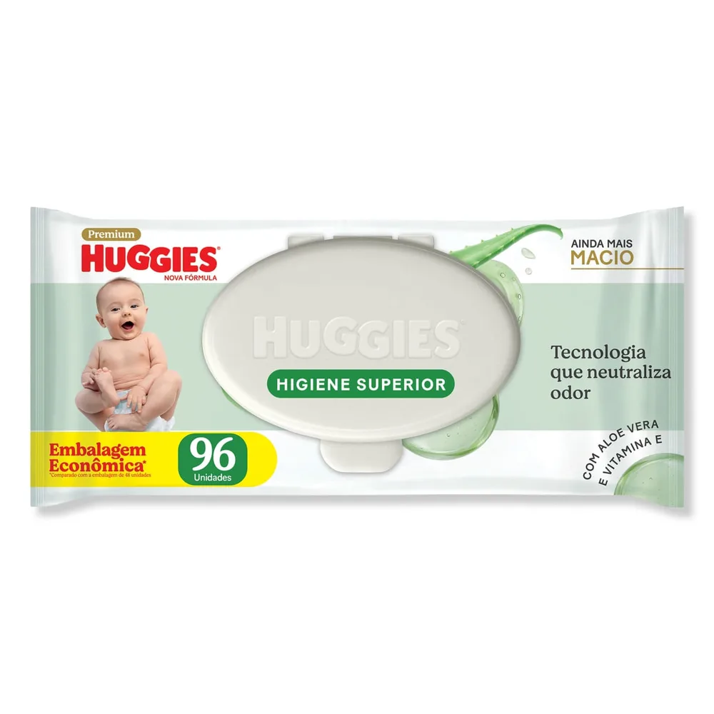 Lenços Umedecidos Huggies Higiene Superior Limpam 2x Mais 192 Unidades