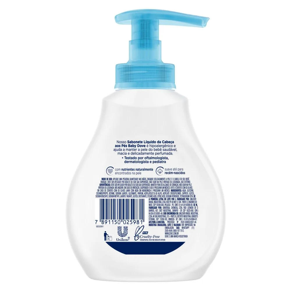Sabonete Líquido Infantil Baby Dove Hidratação Enriquecida 200ml
