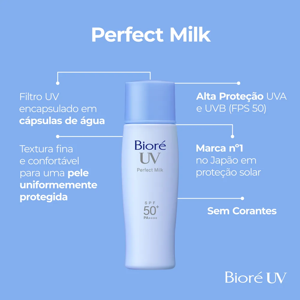 Protetor Solar Facial Bioré Perfect Milk Toque Seco FPS50 40ml