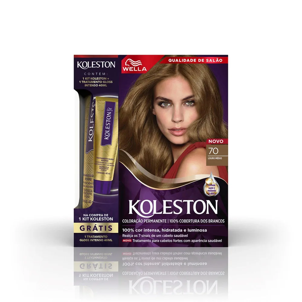 Tintura Koleston Louro Médio 70 Grátis Tratamento Gloss Intenso 40ml
