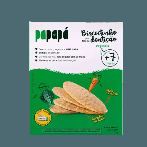 Biscoito Infantil Papapá Orgânica Sabor Vegetais para Dentição +6 meses 36g
