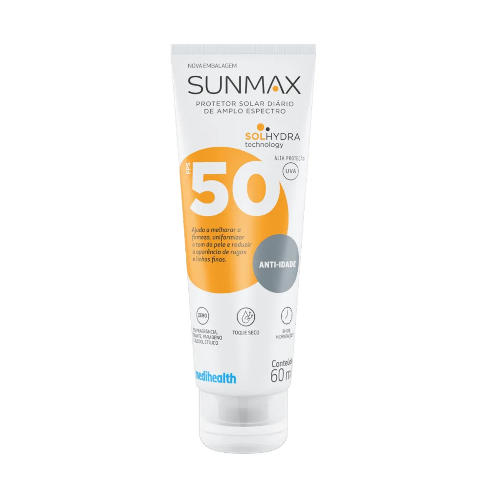 Protetor Solar Sunmax Anti-Idade FPS50 Pele Normal a Seca 60ml