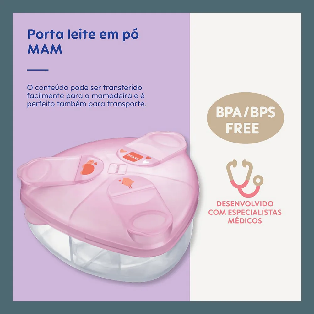 Porta Leite em Pó MAM Girls Milk Powder Box Rosa 1 Unidade