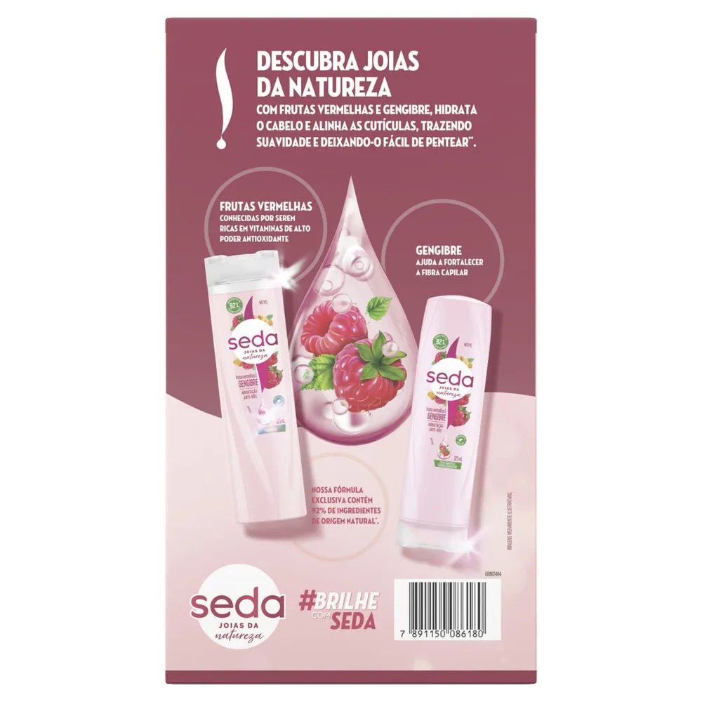 Kit Shampoo Seda by Niina Secrets Água Micelar + Hialurônico 325ml 1 Uni + Condicionador Água Micelar + Hialurônico 325ml 1 Uni