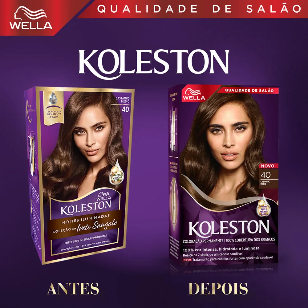 Tintura Koleston castanho Médio Kit 40