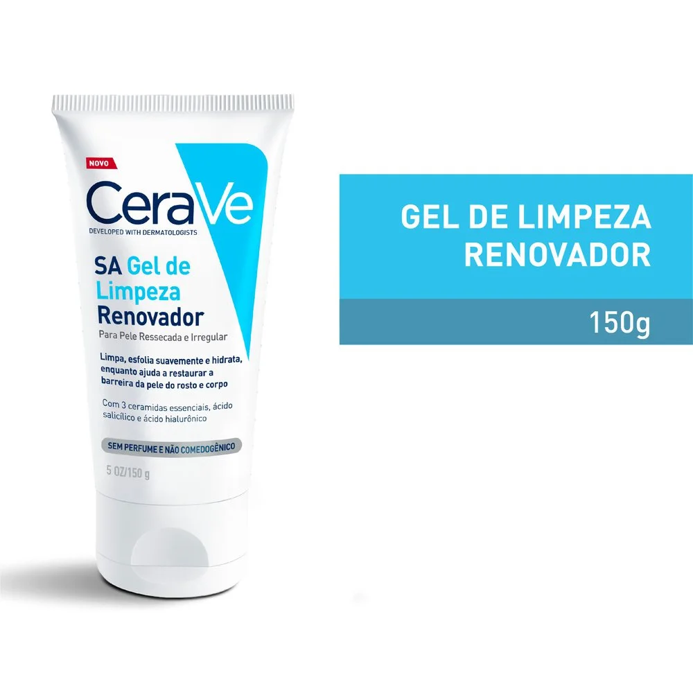 Gel de Limpeza Facial CeraVe SA Renovador Pele Ressecada Sem Perfume 150g