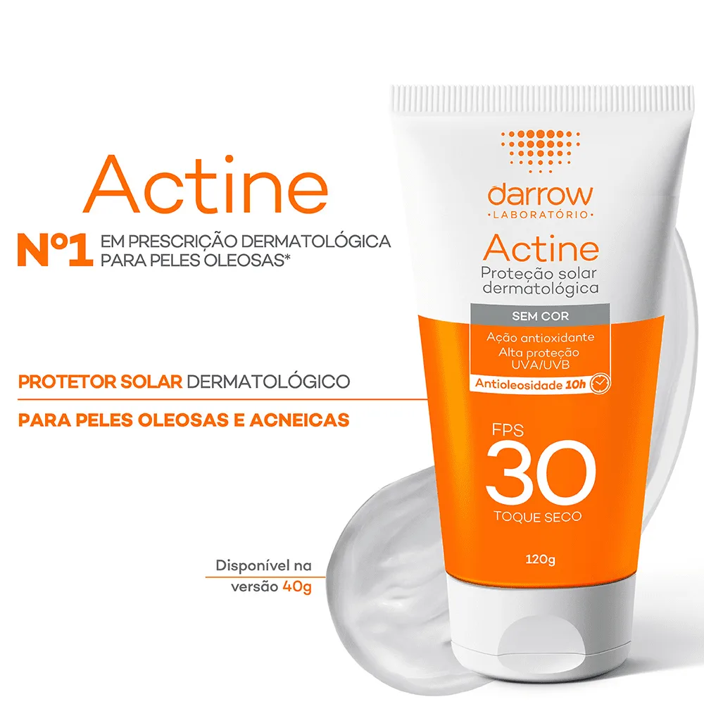 Protetor Solar Facial Darrow Actine Antioleosidade 10h FPS30 120ml