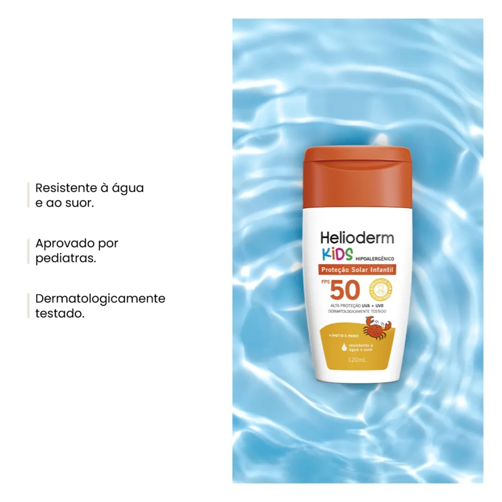 Protetor Solar Helioderm Suncare Kids FPS50 Resistente à Água 120ml