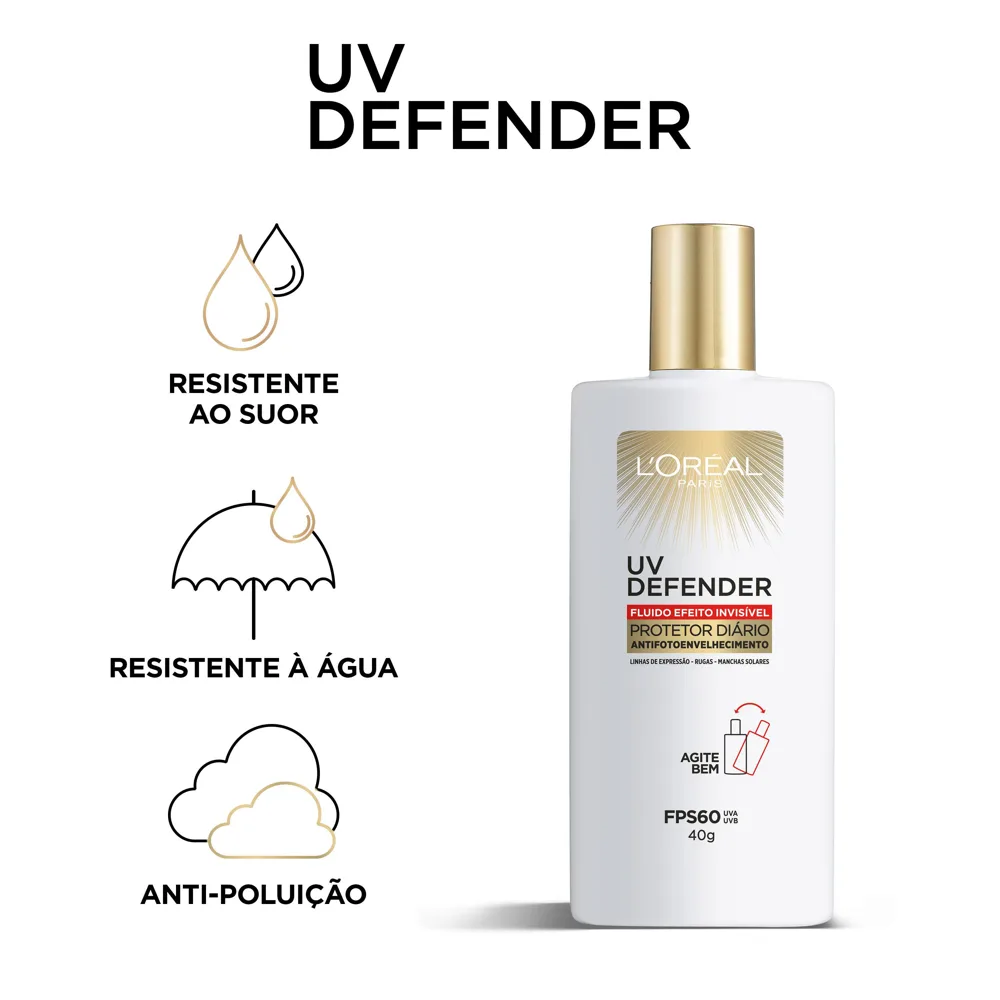 Protetor Solar Facial Solar Expertise UV Defender Fluído Efeito Invisível FPS60 40g
