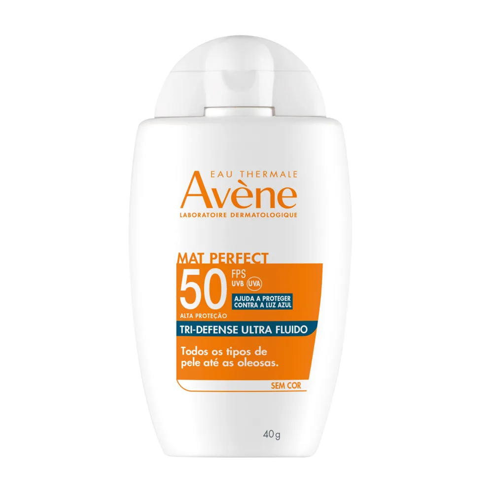 Protetor Solar Facial Avène Mat Perfect Tri-Defense Ultra Fluido FPS50 Sem Cor 40g