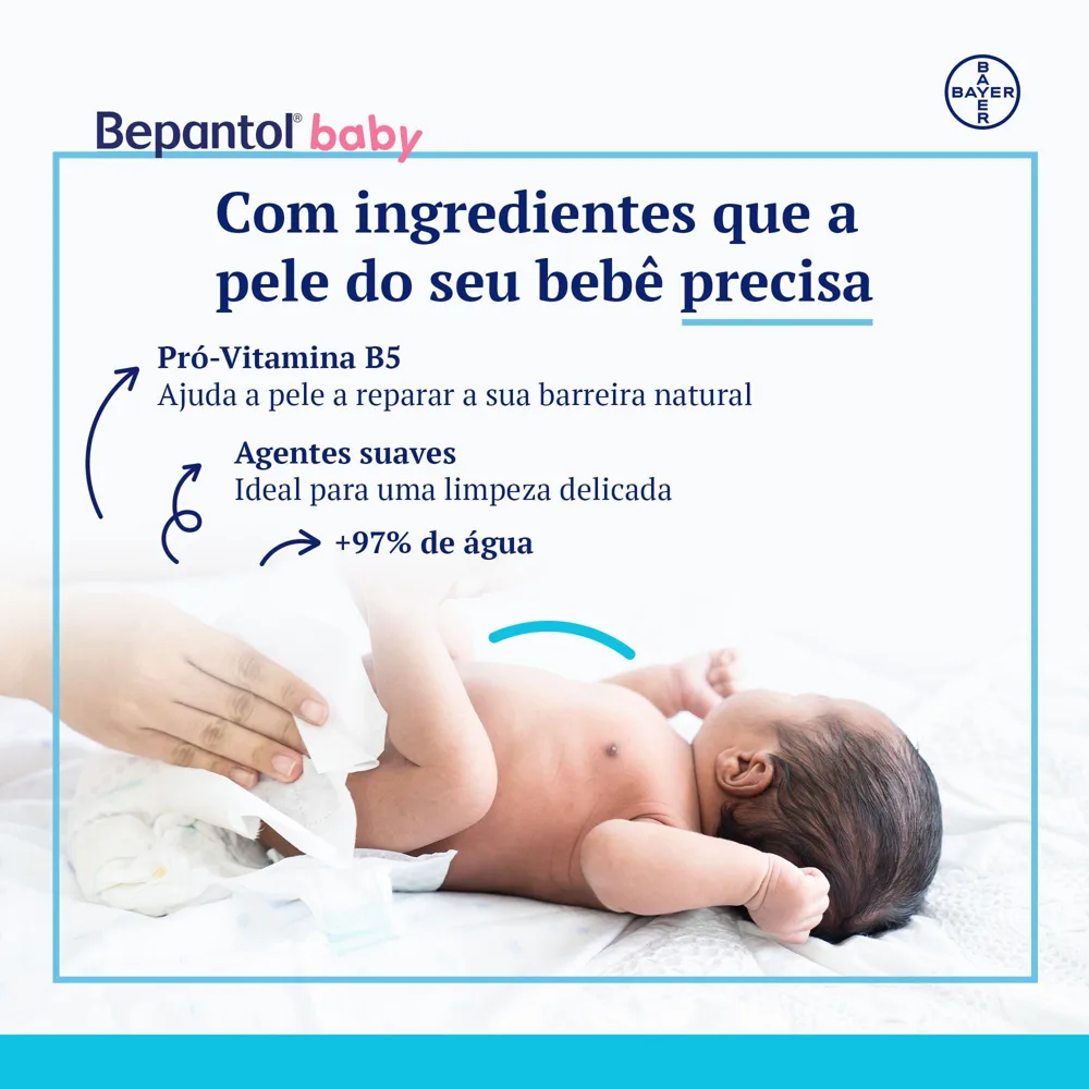 Lenços Umedecidos Bepantol Baby Sem Fragrância com Pró-Vitamina B5 Hipoalergênico 48 Unidades