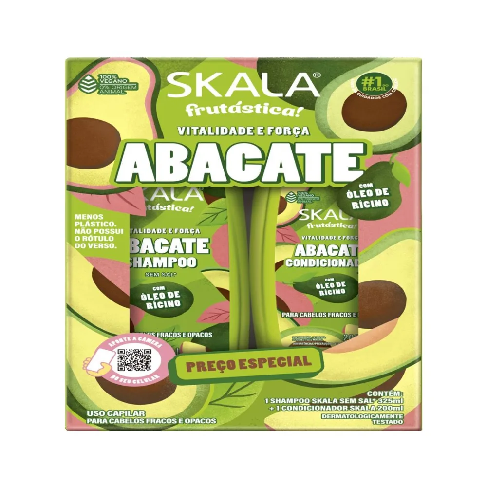 Kit Skala Abacate Shampoo 325ml + Condicionador 200ml