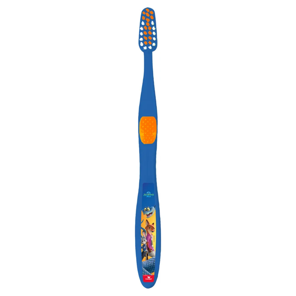 Escova Dental Infantil Condor Zootopia Macia 2 Júnior Cabeça 2 Unidades