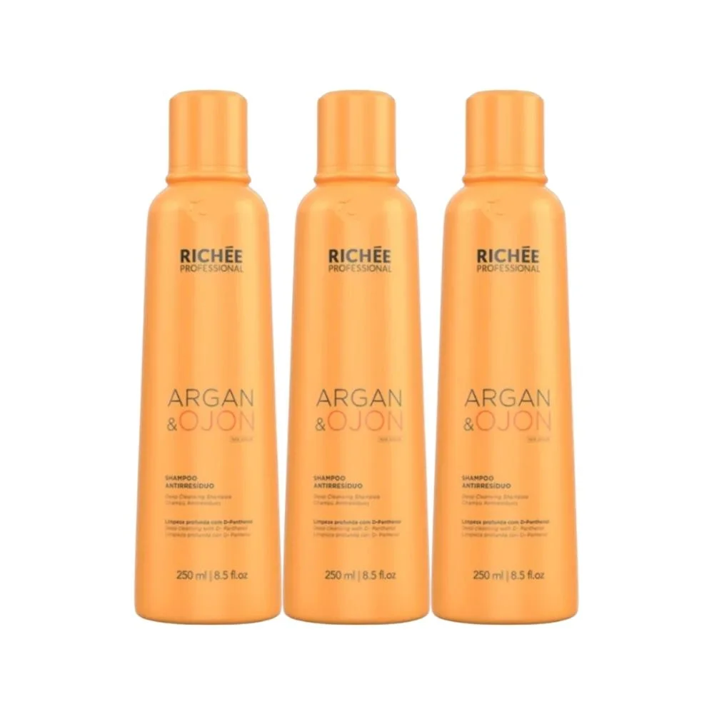 Richée Professional Argan e Ojon - Kit 3 Shampoo 250ml