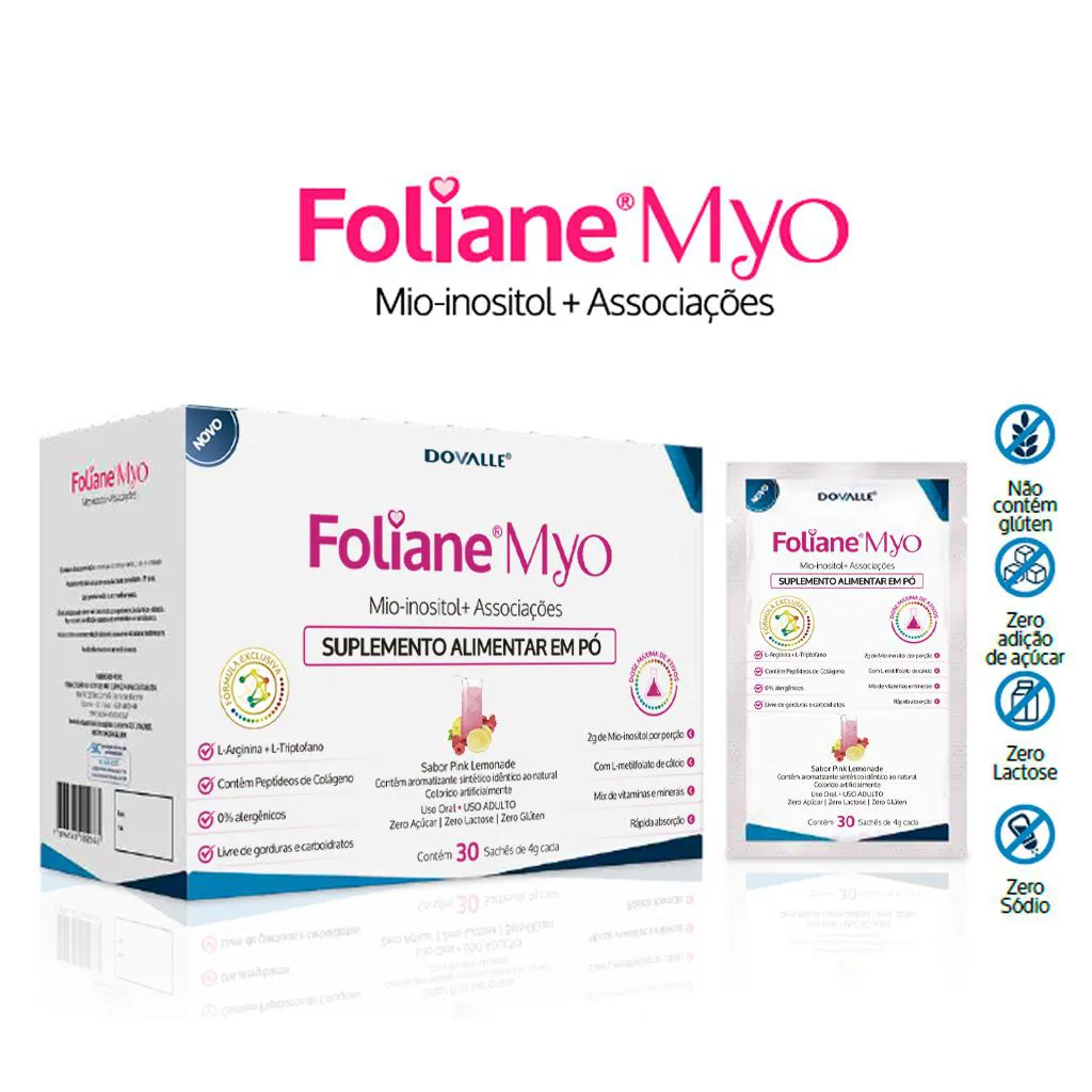 Foliane Myo c/ 30 Sachês Sabor Pink Lemonade