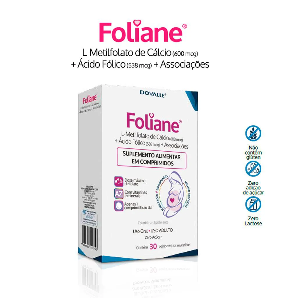 Foliane c/ 30 Comprimidos Para Gestantes