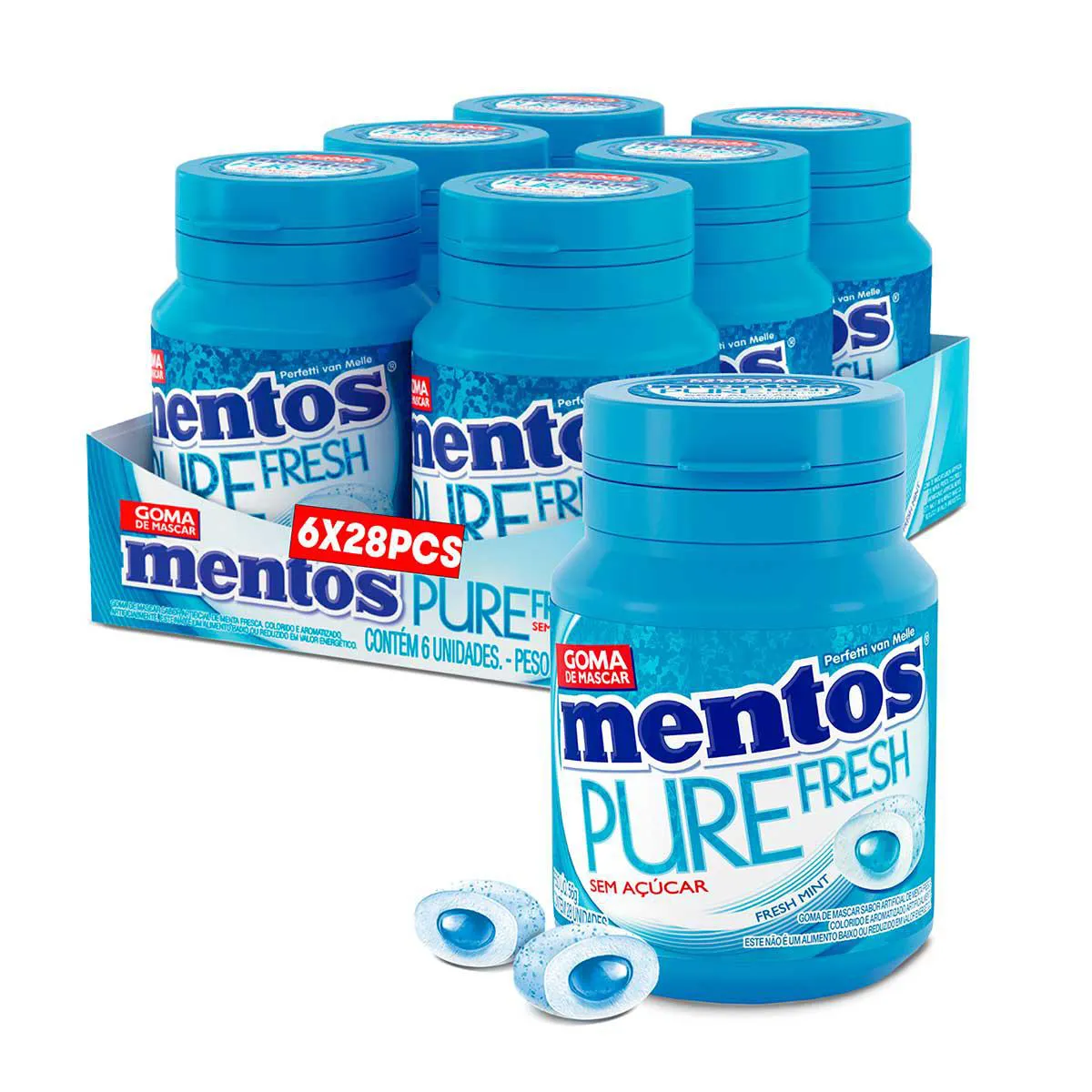 Mentos Pure Fresh Chiclete Sem Açúcar Sabor Fresh Mint com 28 unidades