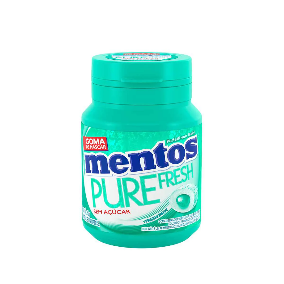 Mentos Pure Fresh Chiclete Sem Açúcar Sabor Wintergreen com 28 unidades