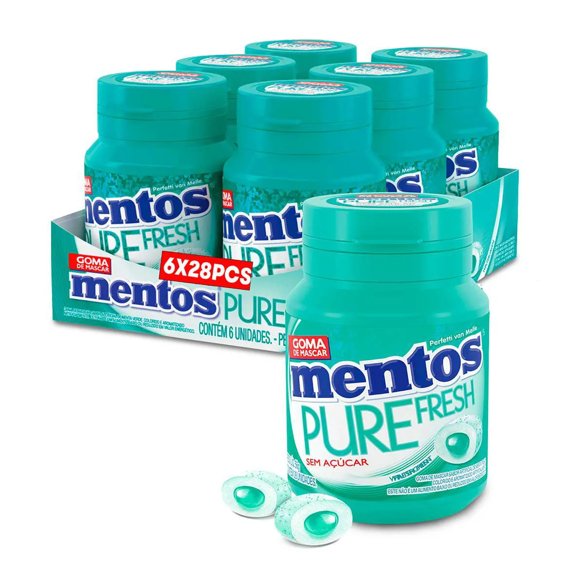 Mentos Pure Fresh Chiclete Sem Açúcar Sabor Wintergreen com 28 unidades
