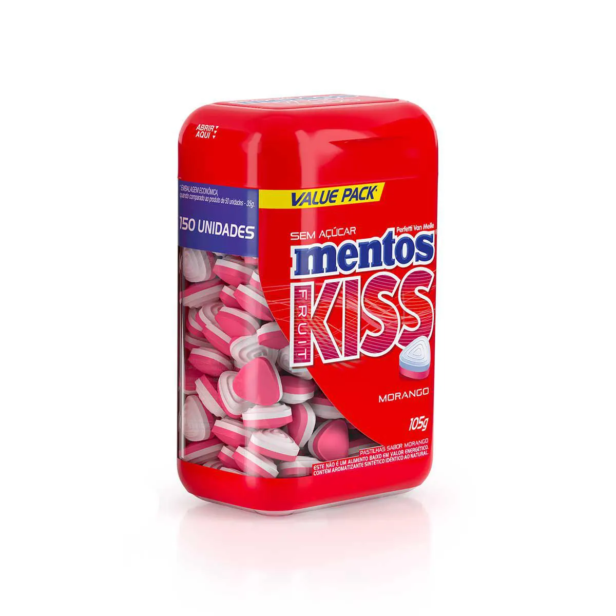 Pastilhas Mentos Kiss Fruit Morango com 105g