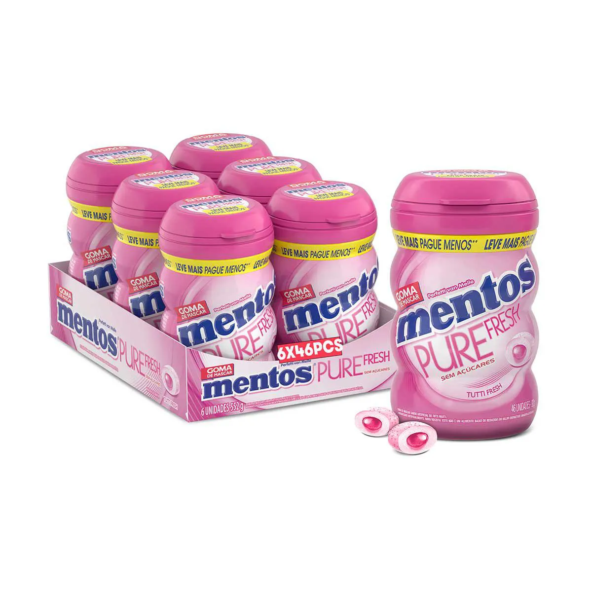 Goma de Mascar Mentos Pure Fresh Tutti Fresh 46 unidades