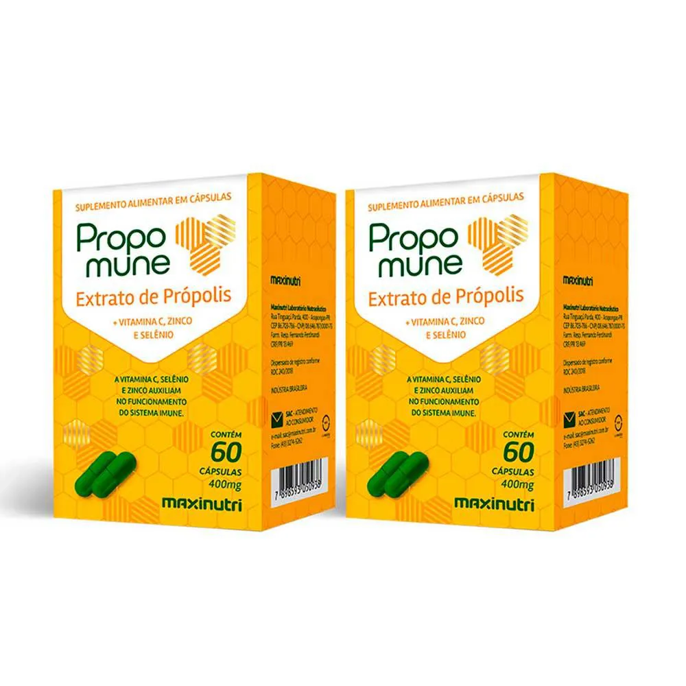 Kit 2 Propomune Própolis Vitamina C Zinco 60 Caps Maxinutri