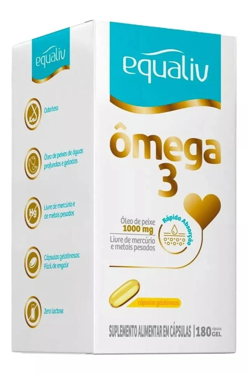 Suplemento Equaliv Omêga 3 Sabor Neutro com 180cps em Gel