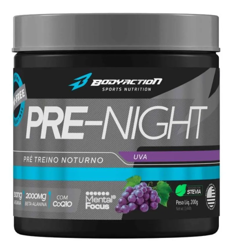 Pre Night 200g Pré Treino Noturno Sem Cafeína - Bodyaction UVA